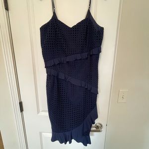 Navy Blue Bardot Midi Dress